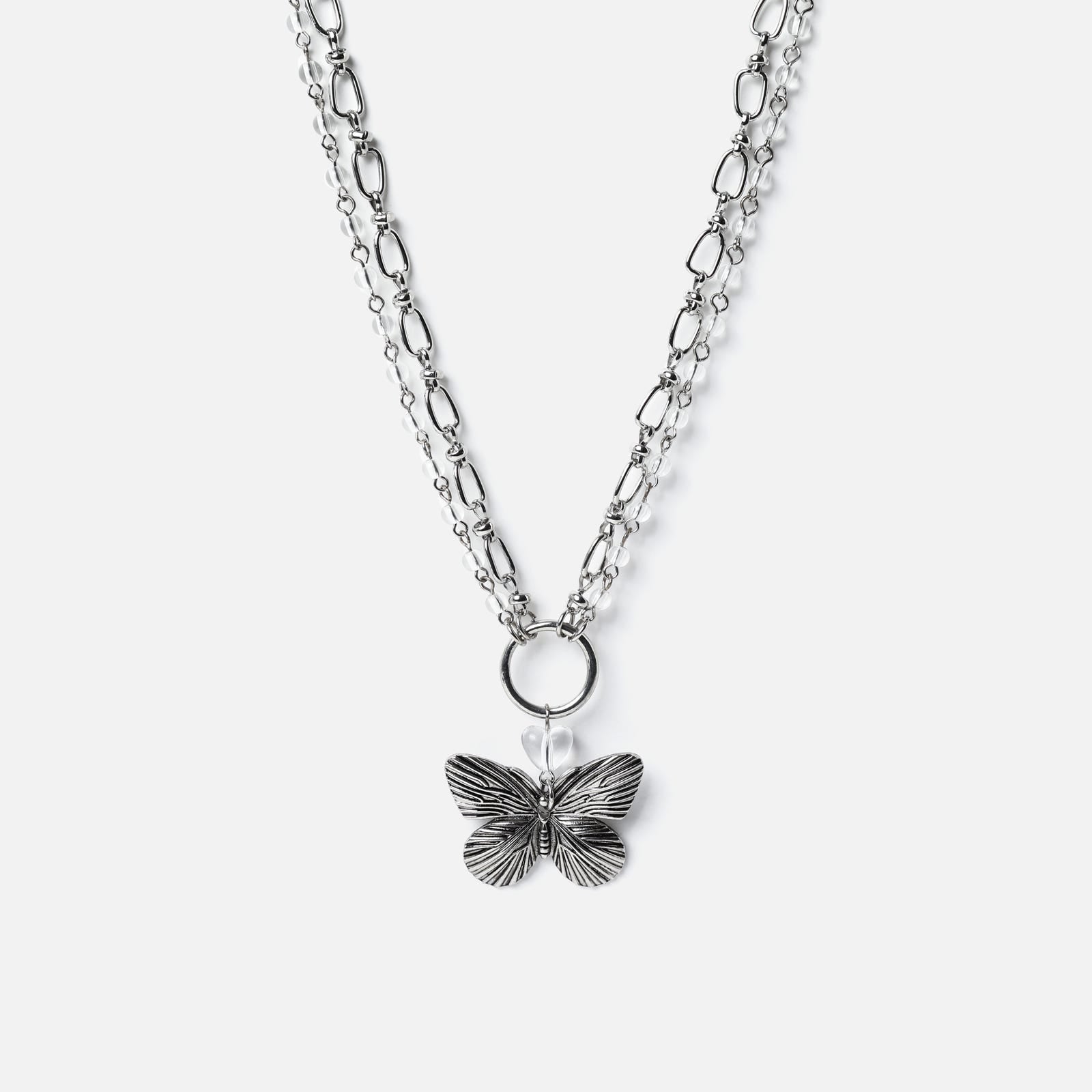 Dervivea Collana con farfalla in cristallo blu Boho grande collana con ciondolo a farfalla, smalto blu, collana con farfalla con strass e farfalle, gioielli per donne e ragazze