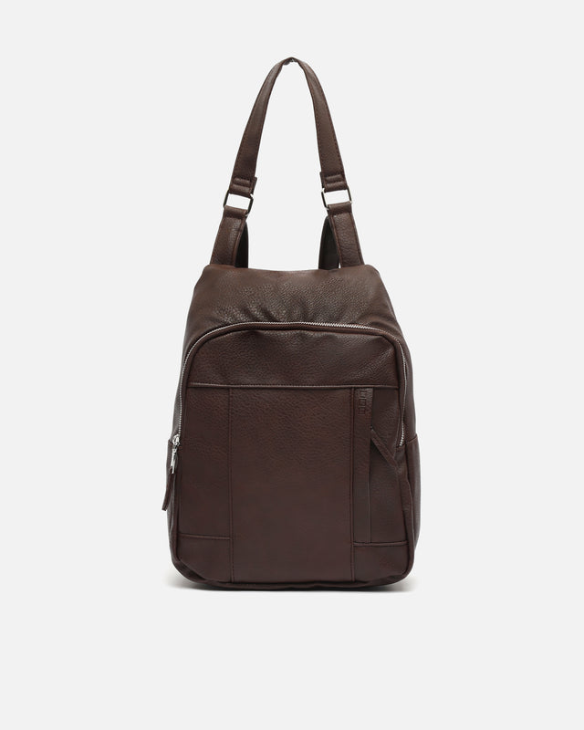Zaino Donna In Ecopelle Beige - Con Zip E Tasche Interne, Taglia Unica