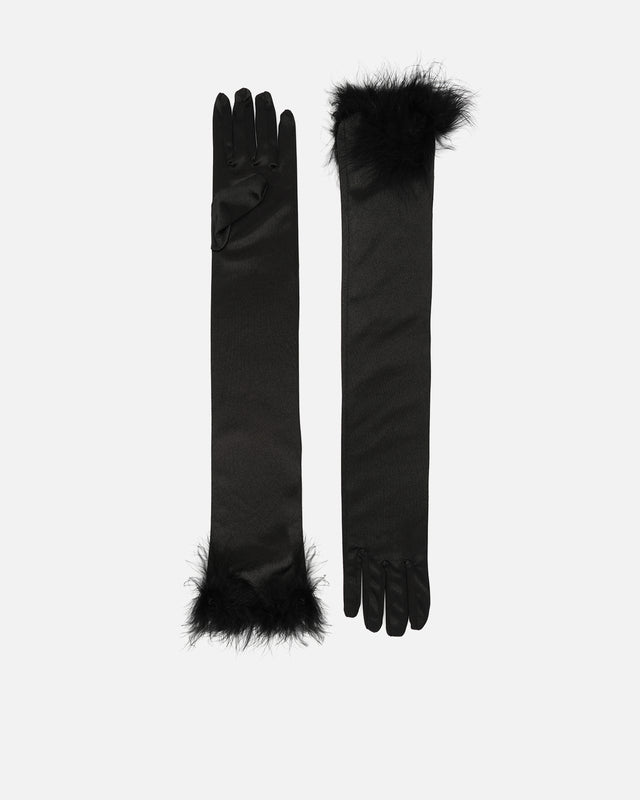 Gilda guantes largos de fiesta con pluma ED.