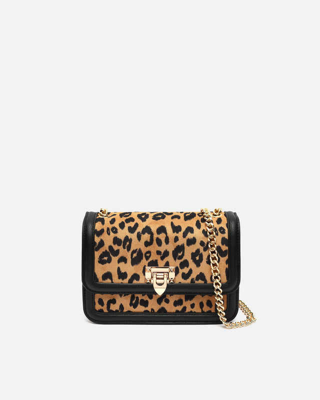 Abigail small party bag with flap and animal print shoulder strap 