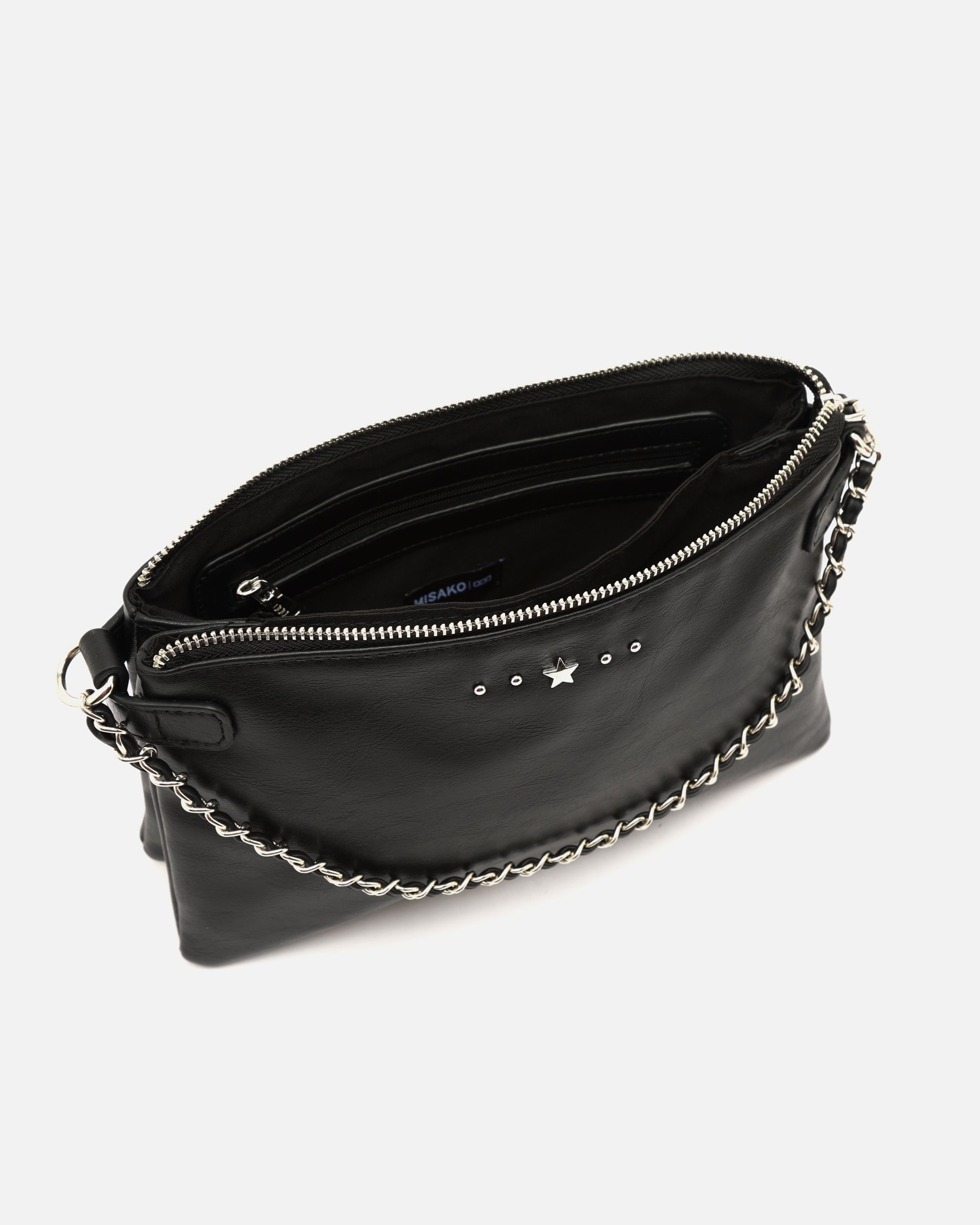 Doble Cadena Bolso Bandolera Cadena Negro Nesco Bolso Bandolera