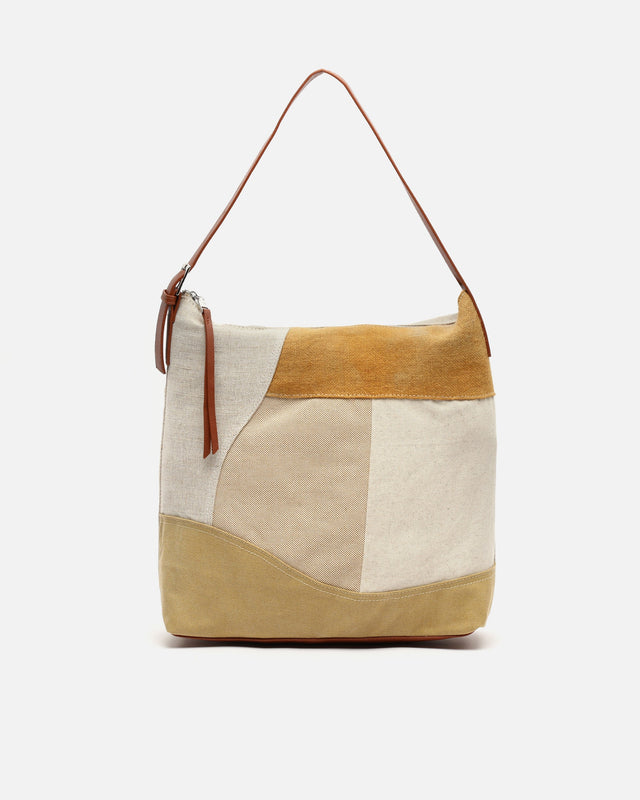 Narcisa hobo bag with patchwork print with a worn effect