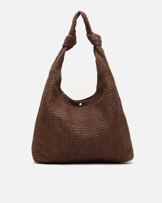 Pologi raffia-effect hobo bag with removable toilet bag inside