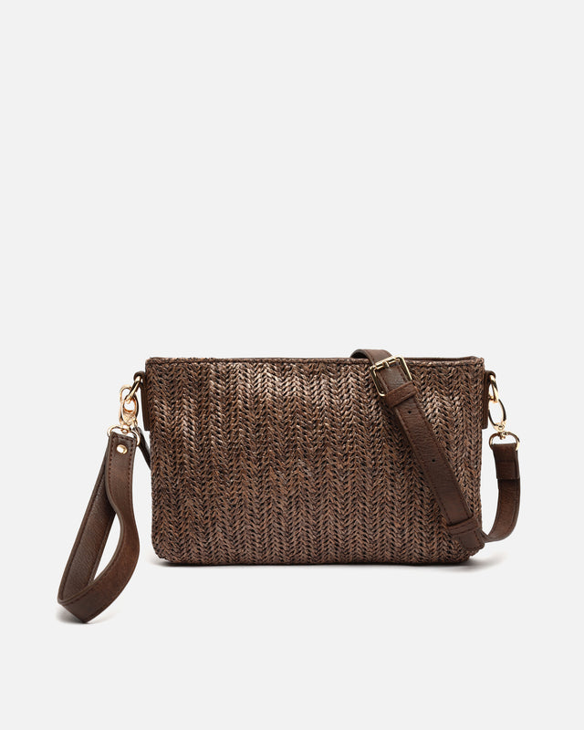 Sabyto raffia effect shoulder bag with hand strap