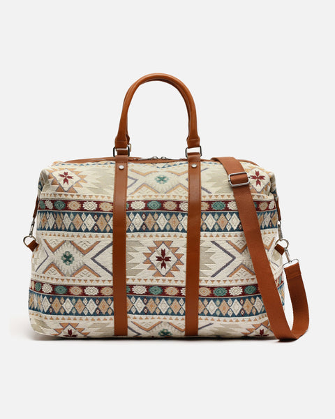 Tiani jacquard print weekend bag with detachable shoulder strap