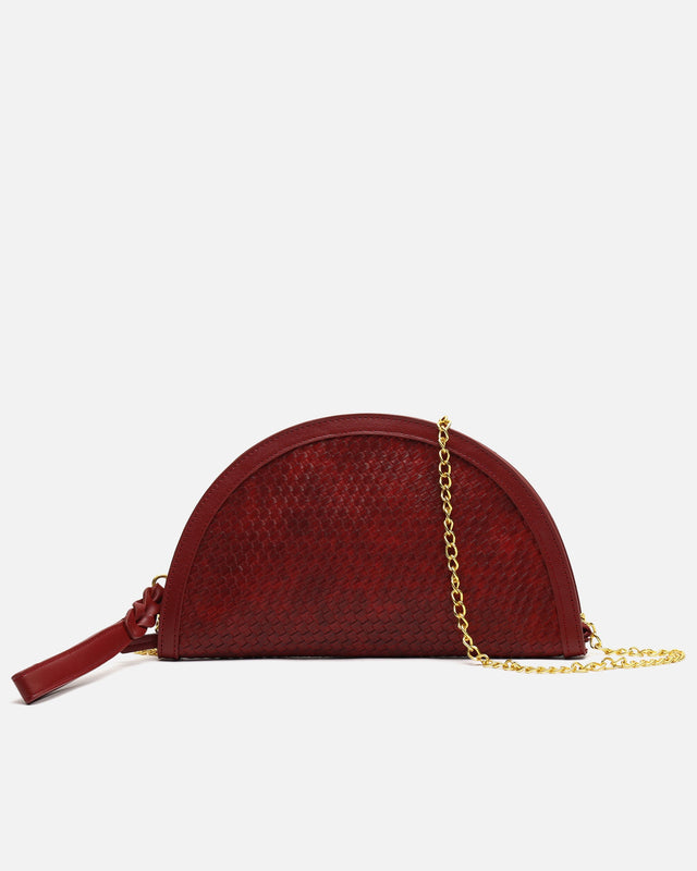 Empadi bolso de fiesta en media luna trenzado con asa bandolera extraíble
