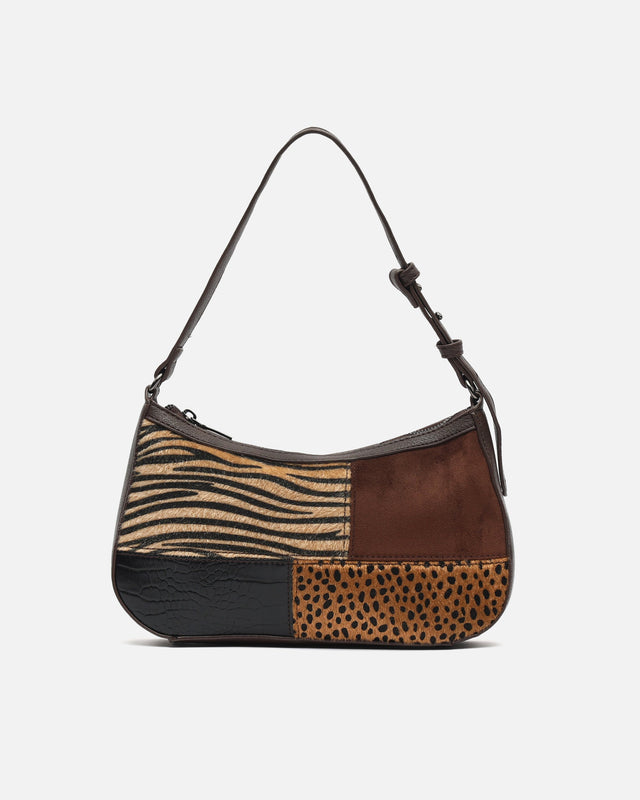 Zivera bolso de hombro pequeño con estampado patchwork animal print