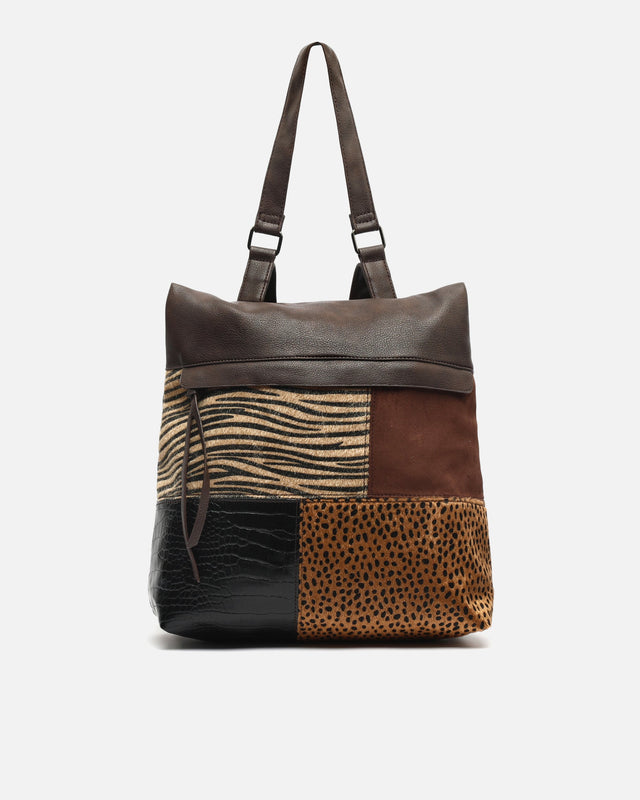 Zivera mochila antirrobo con estampado patchwork animal print