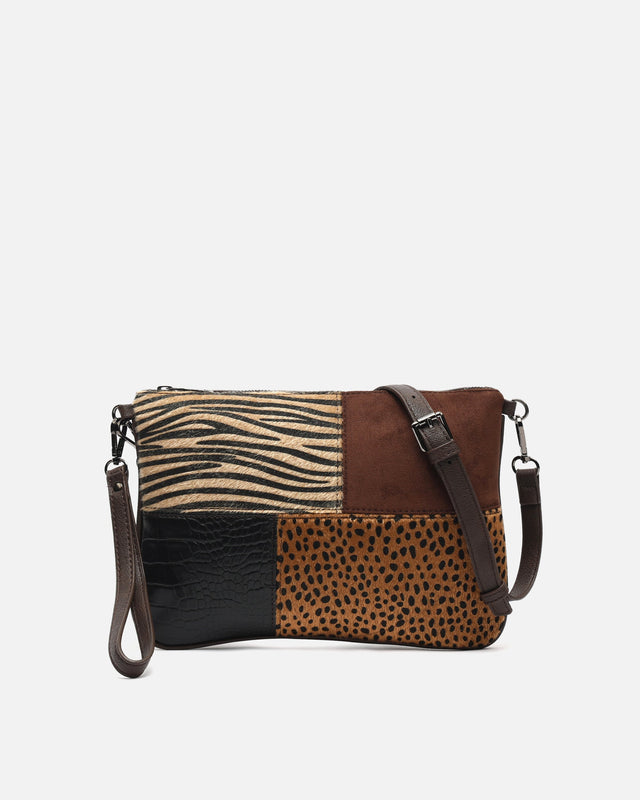 Zivera bolso bandolera pequeño con estampado patchwork animal print