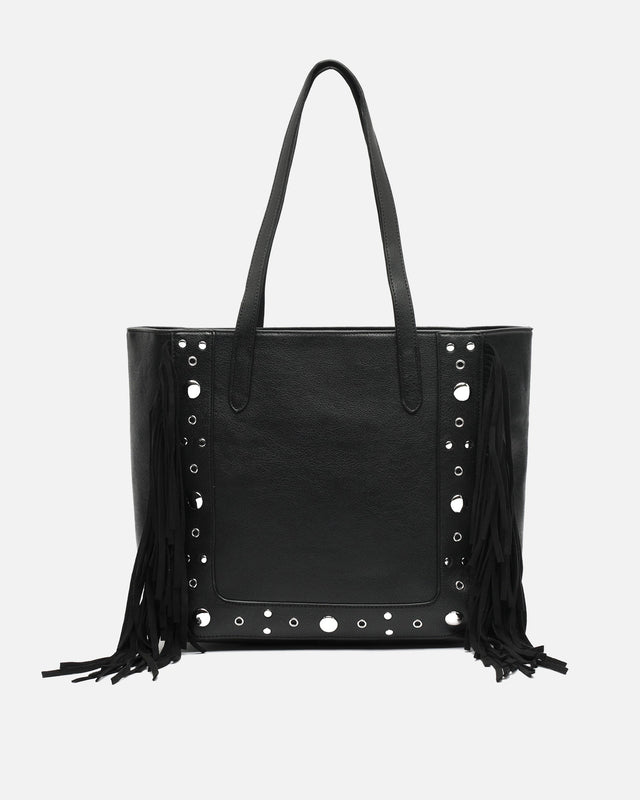 Catrinas grote shopper met metalen details en franjes