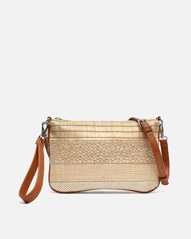 Senito borsa a tracolla piccola effetto rafia