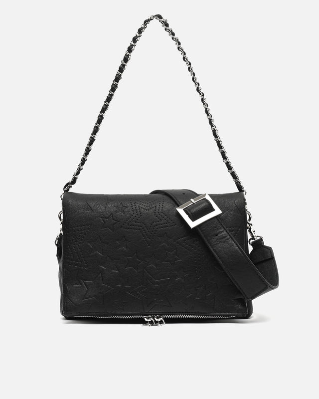 Starti torba na ramię z klapką i grawerowanym wzorem gwiazd z paskiem na ramię