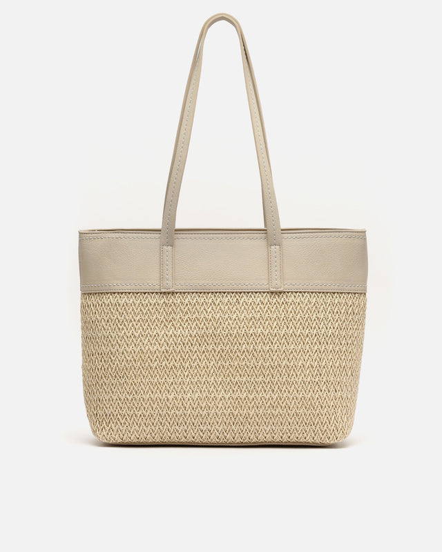 Tichi large shopper bag with raffia effect