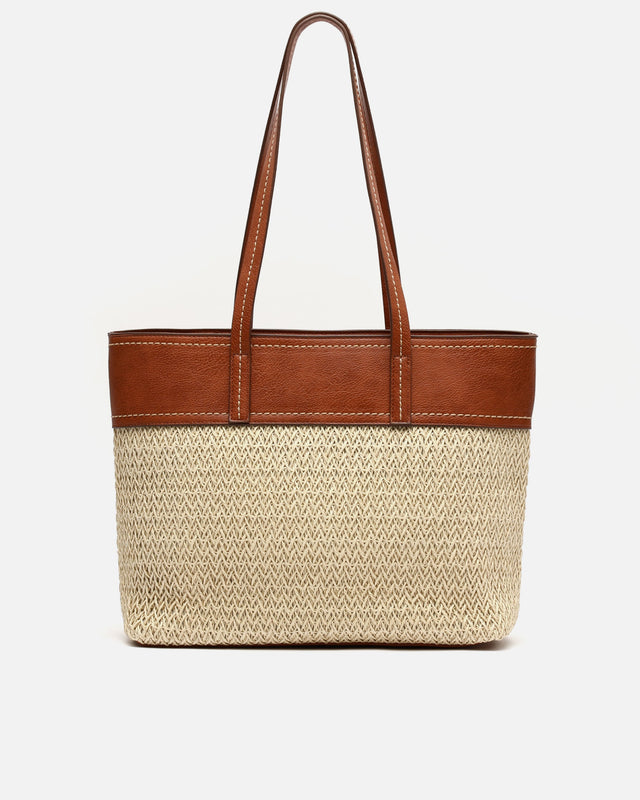 Tichi large shopper bag with raffia effect
