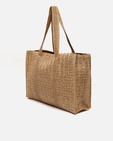 Cuadri bolso de hombro grande efecto rafia 