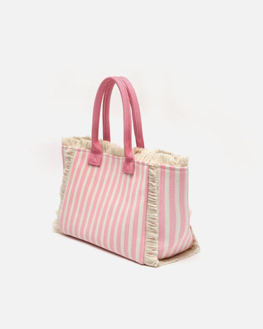 Barte bolso de hombro de tela con estampado de rayas 