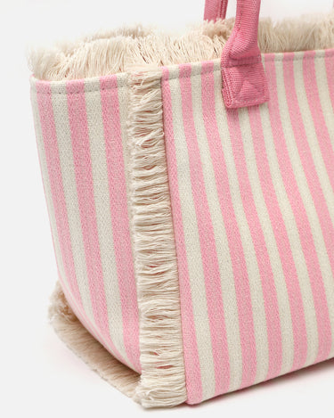 Barte bolso de hombro de tela con estampado de rayas 