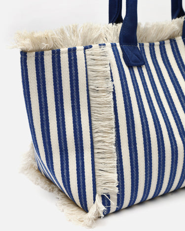 Barte bolso de hombro de tela con estampado de rayas 