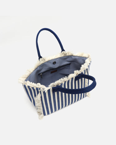 Barte bolso de hombro de tela con estampado de rayas 