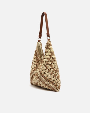 Ushu bolso hobo grande efecto rafia estampado 