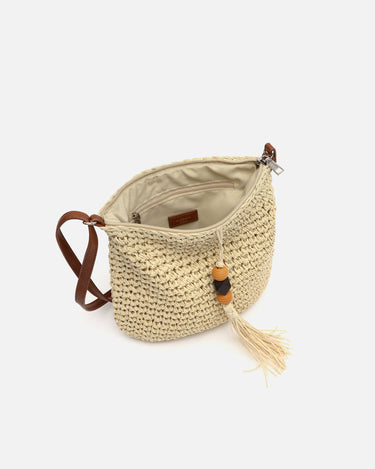 Tillian bolso bandolera efecto rafia con detalle colgante 