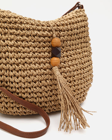 Tillian bolso bandolera efecto rafia con detalle colgante 