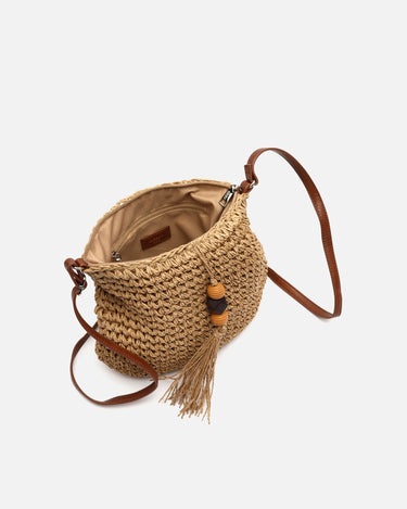 Tillian bolso bandolera efecto rafia con detalle colgante 