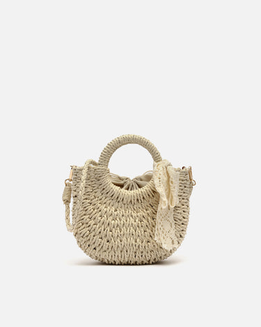 Tao bolso pequeño efecto rafia con detalle lazo de punto 