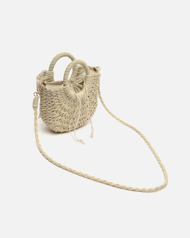 Tao bolso pequeño efecto rafia con detalle lazo de punto 