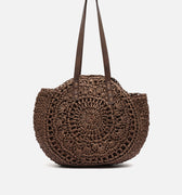 Redon bolso redondo grande de hombro efecto rafia 