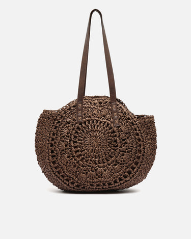 Redon bolso redondo grande de hombro efecto rafia 