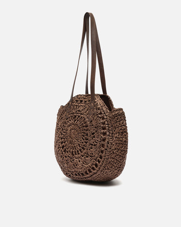 Redon bolso redondo grande de hombro efecto rafia 