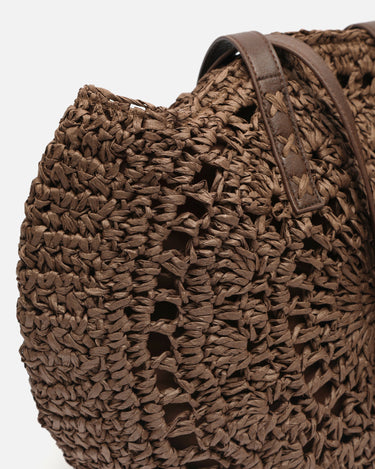 Redon bolso redondo grande de hombro efecto rafia 