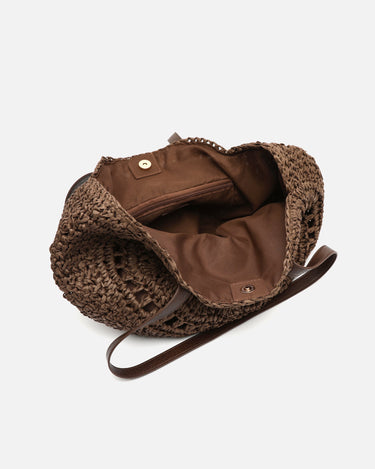 Redon bolso redondo grande de hombro efecto rafia 