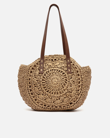 Redon bolso redondo grande de hombro efecto rafia 