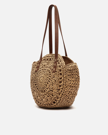 Redon bolso redondo grande de hombro efecto rafia 