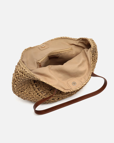 Redon bolso redondo grande de hombro efecto rafia 