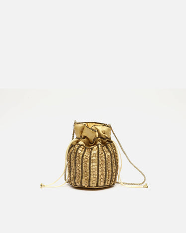 Saqui bolso pequeño estilo bucket con abalorios 