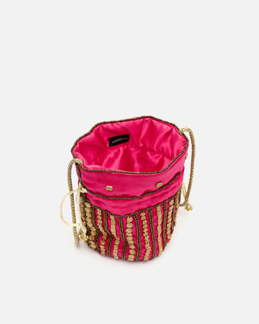 Saqui bolso pequeño estilo bucket con abalorios 