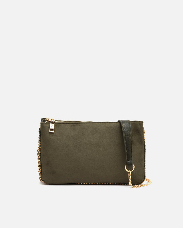 Boleo suede-effect shoulder bag with metallic details