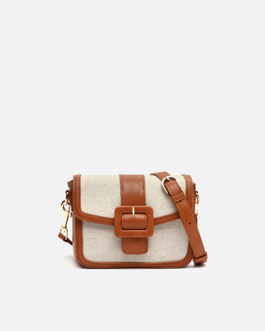 Sori bolso bandolera pequeño en polipiel y efecto rafia 