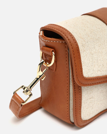 Sori bolso bandolera pequeño en polipiel y efecto rafia 