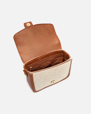 Sori bolso bandolera pequeño en polipiel y efecto rafia 