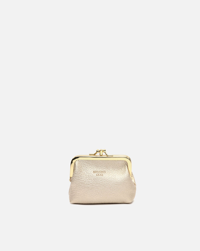 Peace coin purse with kiss lock closure