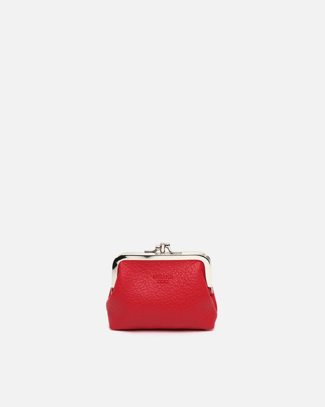 Peace coin purse with kiss lock closure