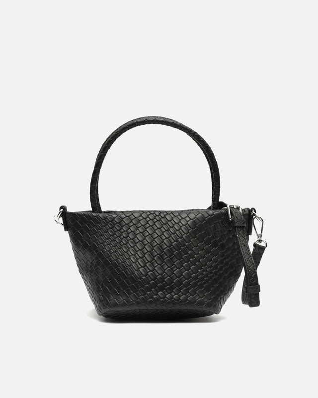 Trena small woven tote bag with removable shoulder strap