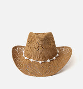 Niza gorro efecto rafia con detalle de cuerda y abalorios 