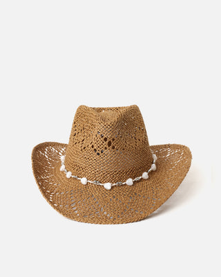 Niza raffia-effect hat with rope and bead detail 