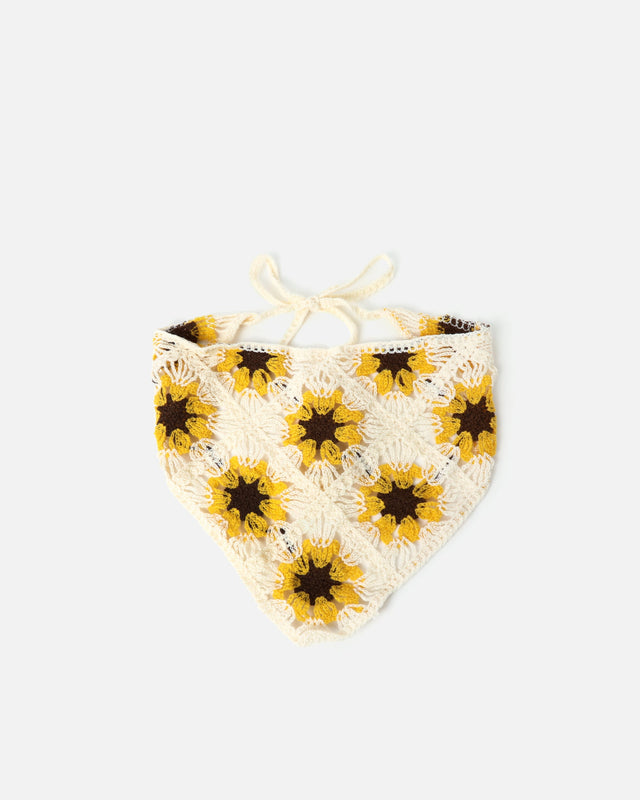 Orilla pañuelo para la cabeza de crochet