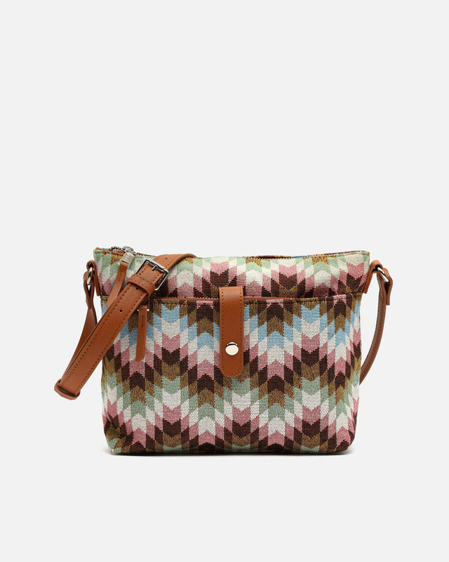 Dilas small crossbody bag with removable pouch and jacquard print